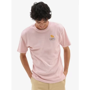 Bavlnené tričko Vans ružová farba, s potlačou