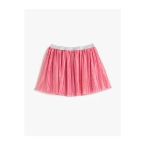 Koton Mini Skirt with Pleats, Lined and Shimmering Elastic Waist.