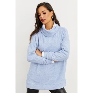 Cool & Sexy Women's Blue Turtleneck Soft Sweatshirt