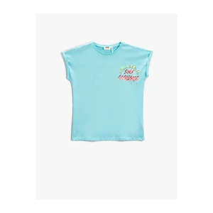 Koton T-Shirt - Turquoise - Fitted