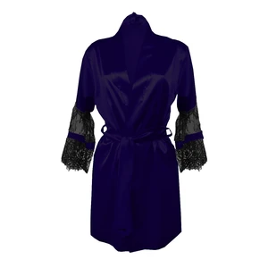 DKaren Woman's Housecoat Beatrice Navy Blue