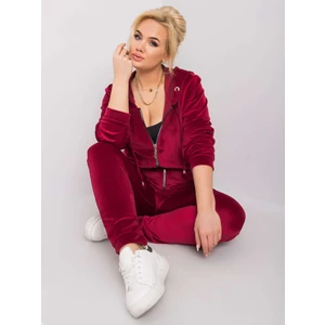 Burgundy velour set plus sizes