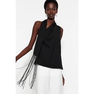 Trendyol Black Woven Tasseled Blouse