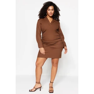Trendyol Curve Limited Edition Brown Collar Detailed Dress