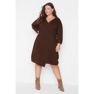 Trendyol Curve Brown Knitwear with Lace-Up Dress