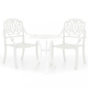 Zahradní bistro set 3 ks litý hliník Dekorhome Bílá,Zahradní bistro set 3 ks litý hliník Dekorhome Bílá