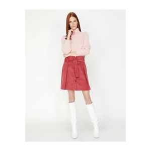 Koton Damska różowa aksamitna mini spódniczka