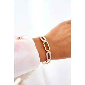 Steel Bracelet with Cubic Zirconia Gold