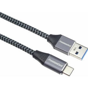 PremiumCord USB-C - USB-A 3.0 Braided Szary 2 m Kabel USB