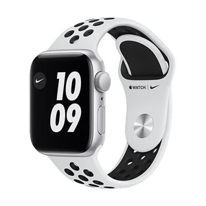 Apple Watch Nike SE GPS, 44mm Silver Aluminium Case with Pure Platinum/Black Nike Sport Band - Regular MYYH2VR/A