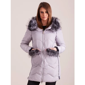 Women´s winter jacket with fur, gray