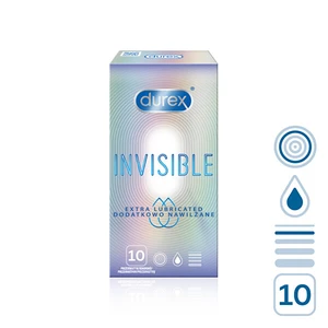 Durex Kondomy Invisible Extra Lubricated 10 ks