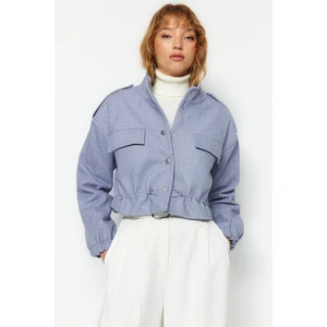 Trendyol Blue Oversize Wide-Cut Shirred Detailed Stamp Coat