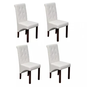 Jídelní židle 4 ks umělá kůže / dřevo Dekorhome Bílá,Jídelní židle 4 ks umělá kůže / dřevo Dekorhome Bílá