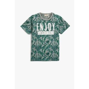 Koton Summer Themed Motto Printed Short Sleeve T-Shirt