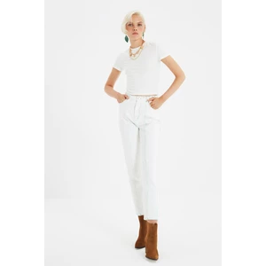 Trendyol White Tie Dye Detailed High Waist Mom Jeans