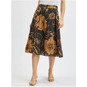 Orsay Brown-Black Women's Floral Satin Skirt - Women