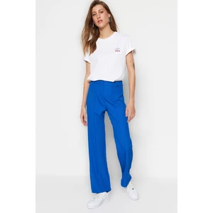 Trendyol Saks Straight High Waist Ribbed Stitched Woven Trousers