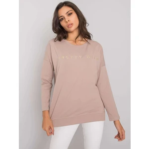 RUE PARIS Dark beige blouse with an inscription