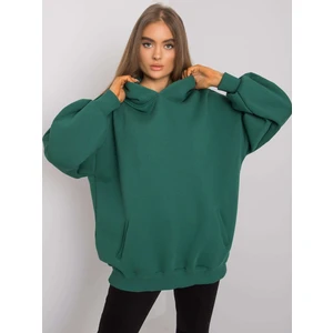 Women's cotton dark green sweatshirt with pockets