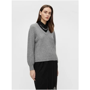 Gray ribbed sweater . OBJECT Malena - Women