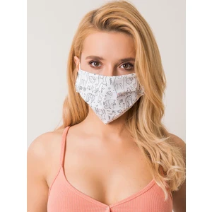 White reusable protective mask with an imprint