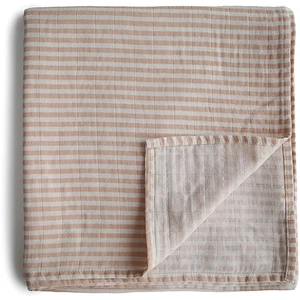 Mushie Muslin Swaddle Blanket Organic Cotton zavinovačka Natural Stripe 120cm x 120cm 1 ks