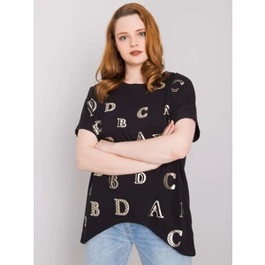 Black plus size blouse with prints