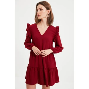 Trendyol Claret Red Petite Pleated Dress