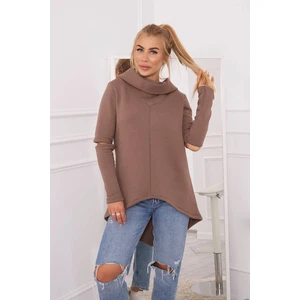 Insulated sweatshirt with longer back mocca