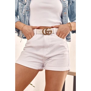 White denim shorts with high waist