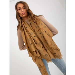 Lady's dark beige scarf with print