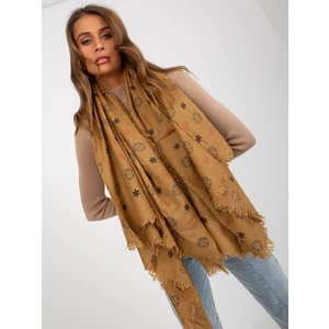 Lady's dark beige scarf with print