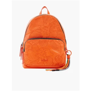 Oranžový dámský květovaný batoh Desigual Alpha Mombasa Mini - Dámské
