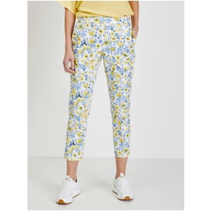 White Women's Shortened Flowered Trousers ORSAY - Ladies