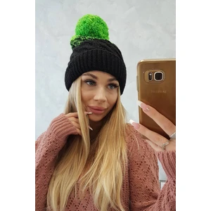 Beanie with fleece Ilona K218 black+green