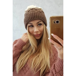 Beanie with fleece Alice K248 cappuccino+ecru