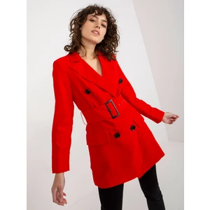 Lady's double-breasted jacket with belt - red