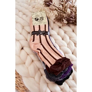 Dámské bavlněné pruhované ponožky po 5 baleních vícebarevné