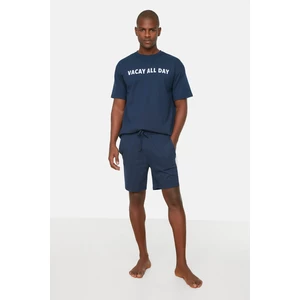 Trendyol Pajama Set - Dark blue - Slogan