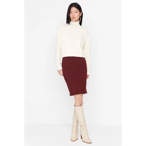 Trendyol Claret Red Knitted Pencil Skirt