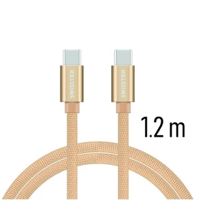 Adatkábel Swissten textil USB-C konnektorral és gyorstöltés támogatással 1,2 m, arany