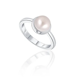 JwL Luxury Pearls Nežný strieborný prsteň s pravou bielou perlou JL0677 54 mm