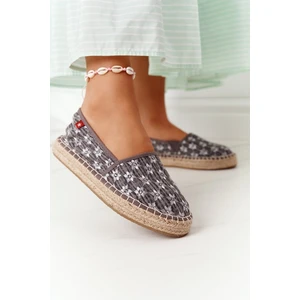 Espadryle na plecionej platformie Big Star AA274680 Szary