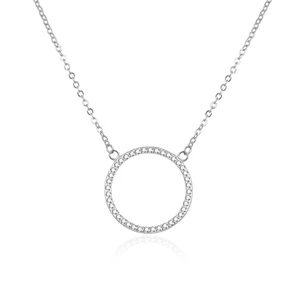 Beneto Oslnivý stříbrný náhrdelník se zirkony AGS1169/47