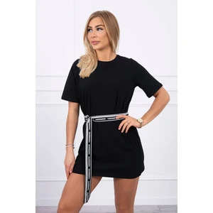 Dress with a decorative belt black