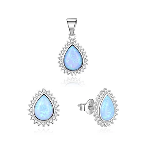 Beneto Půvabná souprava šperků s modrými opály AGSET231L (přívěsek, náušnice)