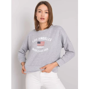 RUE PARIS Gray melange sweatshirt with print