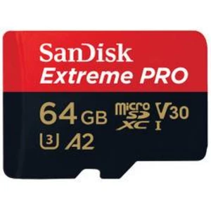 Pamäťová karta micro SDXC, 64 GB, SanDisk Extreme Pro®, Class 10, UHS-I, UHS-Class 3, v30 Video Speed Class, výkonnostný štandard A2