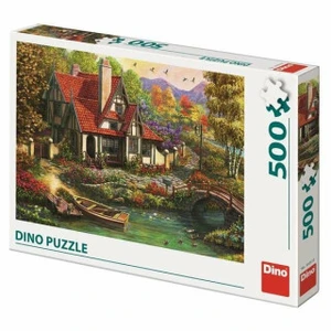 DINO Puzzle 500 dílků Chata u jezera obraz 47x33cm skládačka